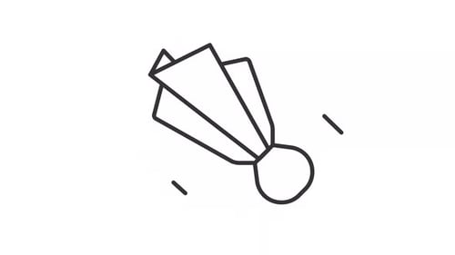 Animated Line Icon of Badminton Shuttlecock in Motion