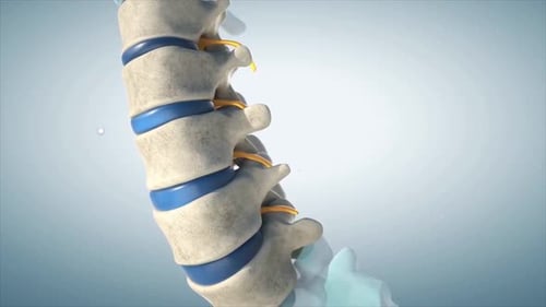 3D Animated Human Spine Rotation with Discs and Nerves