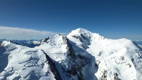 Aerial View of a Snowy Mountain Peak in Europe