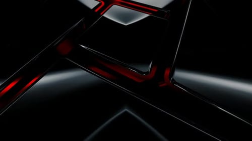 Dark Futuristic Geometric Shape Reveal with Red Glowing Lines