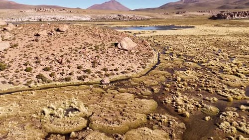Aerial view of Turquiri Lake, Bolivia.