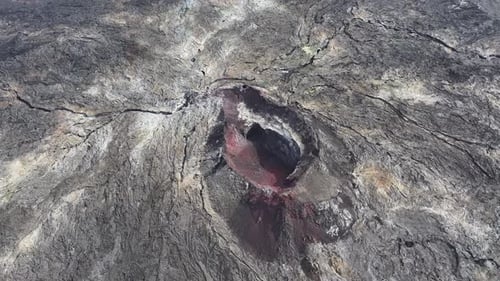 Aerial view of a volcano crater in Grindavik, Iceland.