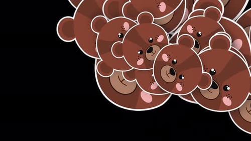 Cartoon bear transition 4K Alpha channel