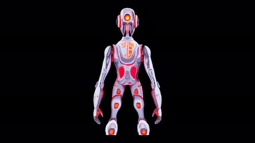 Futuristic Robot In Striking Red And White Design