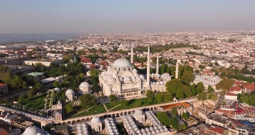 Suleymaniye Mosque, Spectacular Aerial View Above Istanbul's Third Hill. Ottoman Imperial Mosque
