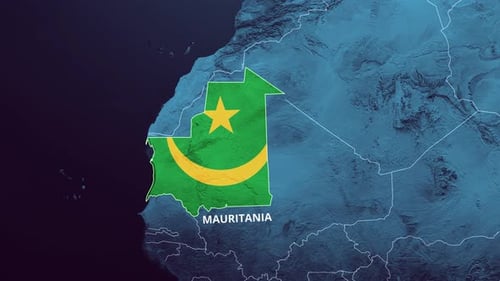 Mauritania Map Animation with Flag Reveal