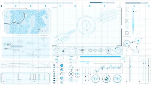 Animierter Hightech-Bildschirm für Datenerfassung und Analyse