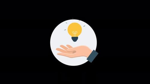 Question and Answer, Problem and Solution, Hand with Light Bulb Animation Video - Transparent
