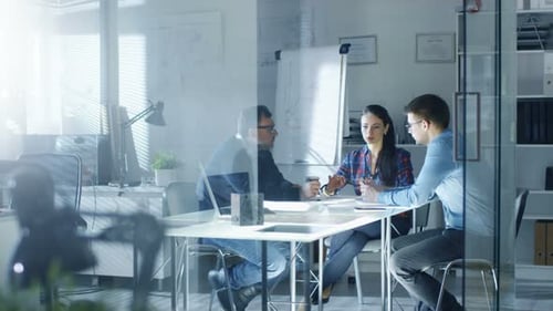 Morning Meeting of Design Engineers. Exchange of Ideas and Plans is Happening. In the Background Wh