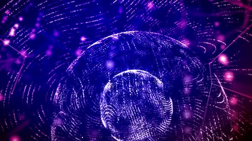 Futuristic Glowing Digital Spheres Network Background