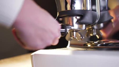Attaching Portafilter to Espresso Machine for Rich Coffee