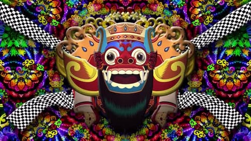 Psychedelic Traditional Mask Animation with Vibrant Mandala Background