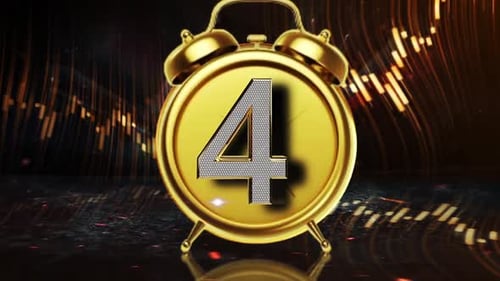 Elegant Golden Alarm Clock Countdown with Sparkling Diamond Numbers