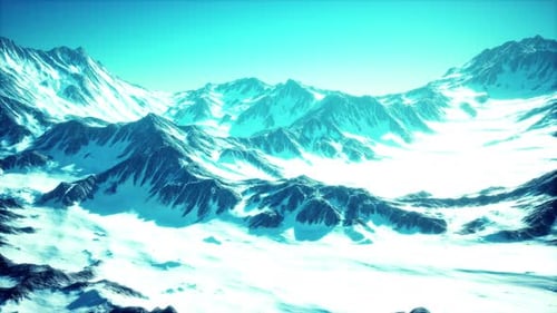 Snow Covered Beautiful Mountain Peaks