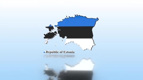 3D Animated Map of Estonia with Flag Reveal and Country Name