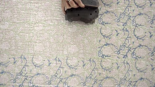 Handblock printing in organic cotton textile