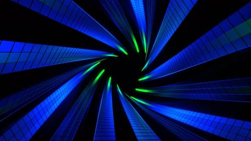 Green And Blue Neon Cyberpunk Spiral Tunnel Background Vj Loop In 4K