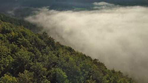Aerial Foggy Mountain Landscape