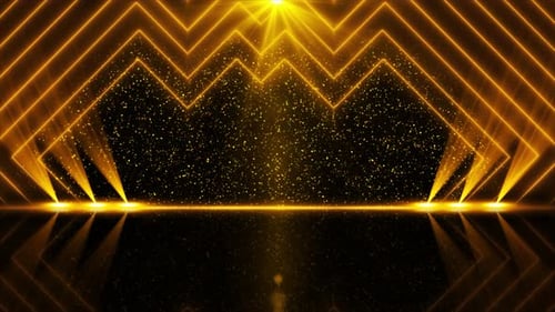 Award Party Stage Golden Stage Glitter Animation Stars Lights and Particles Luxury Gold Light Streak