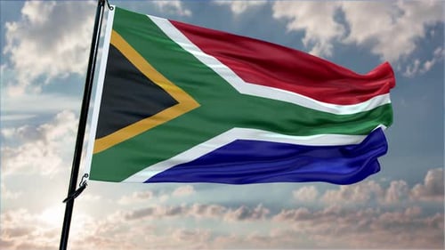Waving South African Flag Animation Loop