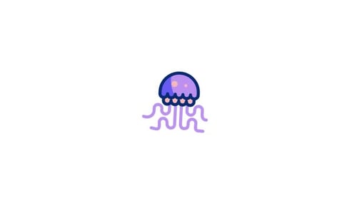Flat Design Jellyfish Icon Bobbing Animation