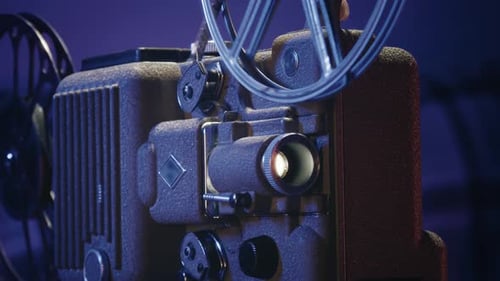 Vintage Film Projector in Operation
