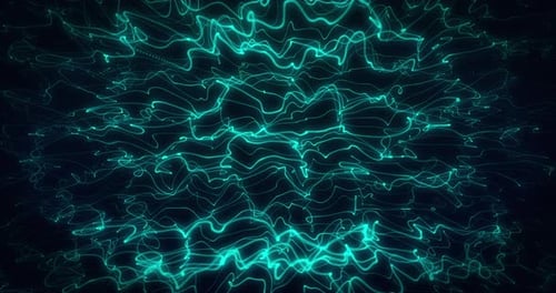 Abstract Glowing Cyan Wavy Lines Energy Loop Background