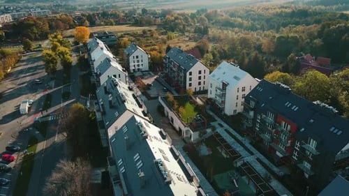 Residential Buildings in Suburban Neighborhood with Green Spaces
