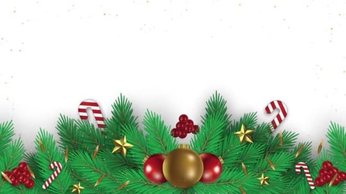 Animated Christmas Garland Border with Ornaments