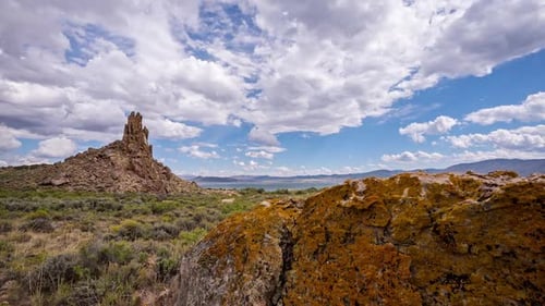 Timelapse moving past rock covered in lichens at Flaming Gorge