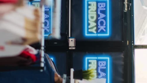 Neon Black Friday Sign in Store Window