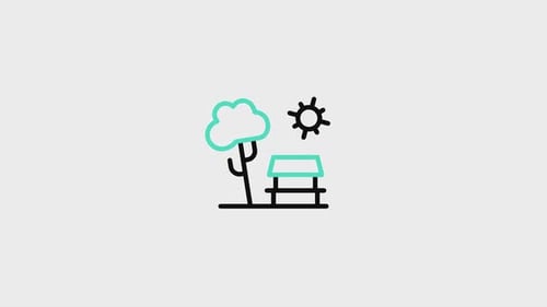 Flat Design Park Icon Animation with Fill Effect