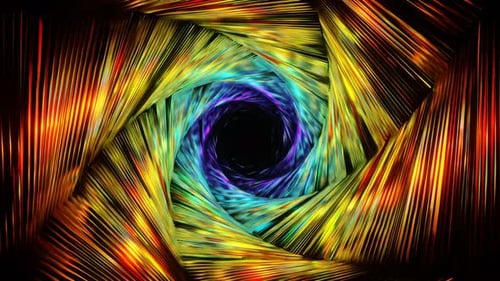 Mehrfarbiger sechseckiger Interferenzspiraltunnelhintergrund Vj Loop In 4K