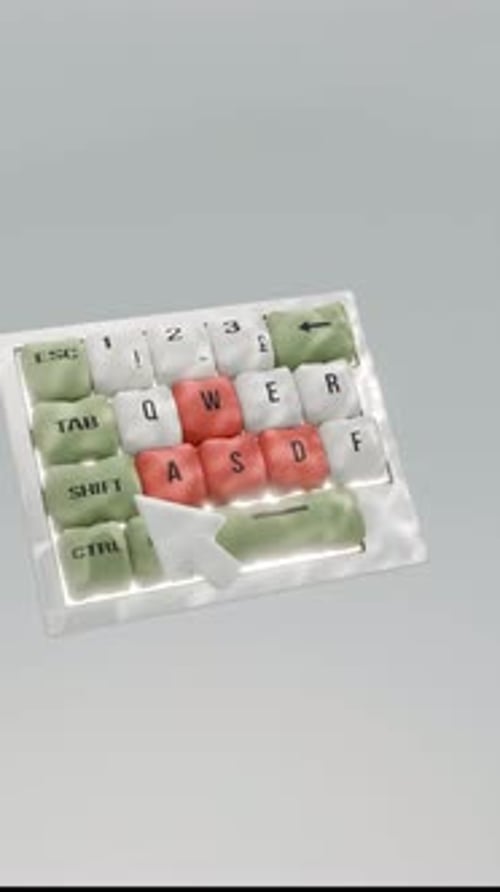 Representación 3D de una animación de teclado en tela