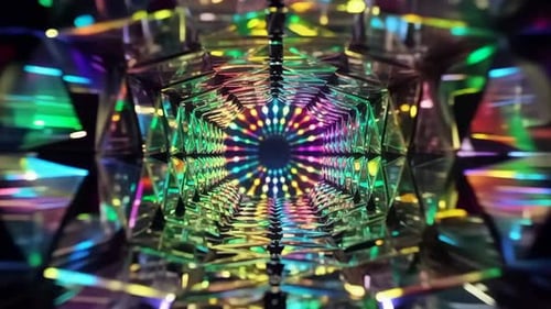 Abstrakte Glaskristall-Kaleidoskop-Tunnel-Bewegungsgrafik mit