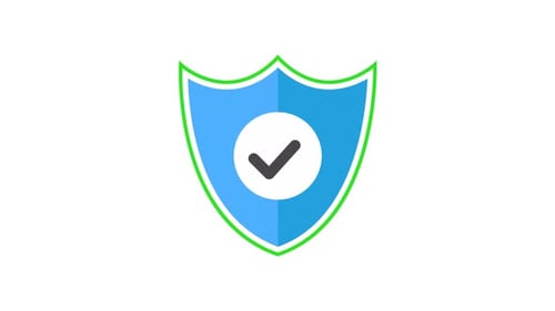 Flat Design Security Shield with Checkmark Animation