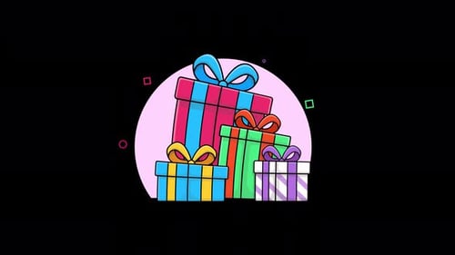 4K Gift Boxes Animation - Transparent