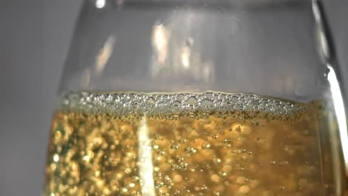 Air Bubbles in a Glass of White Wine Filmed on a Highspeed Camera at 1000 Fps