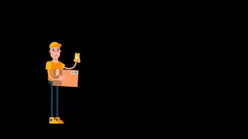 2D Cartoon Delivery Man Alpha Channel