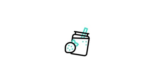 Animated Line Art Icon of a Strawberry Smoothie