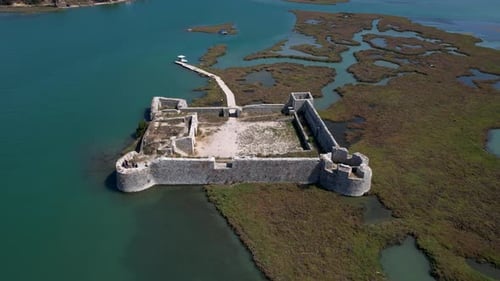 Medieval Fortress at the Entrance of Butrint's Ancient City, a Historical Marvel in the Archaeologic