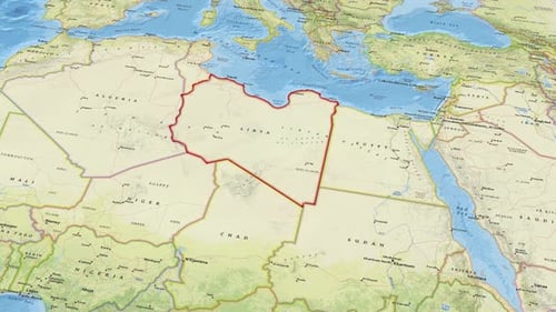 Carte de la Libye avec un contour de la frontière du pays 4K