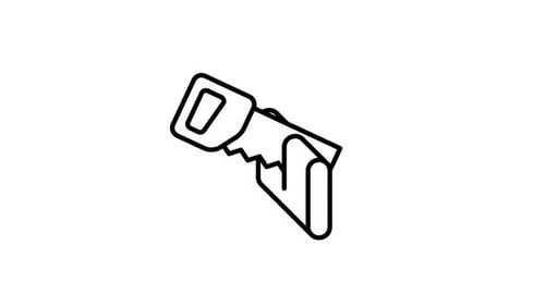 Animated Flat Design Saw Icon Cutting Wood