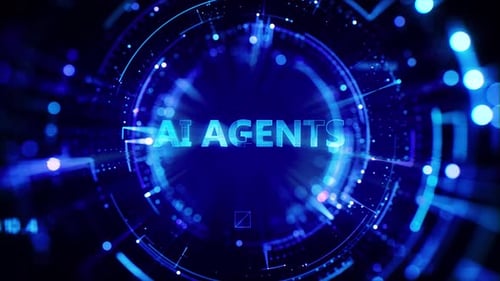 Futuristic AI Agents Text Reveal with Digital Scan