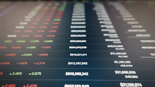 Scrollen von Finanzmarktdaten auf einem digitalen Handelsbildschirm