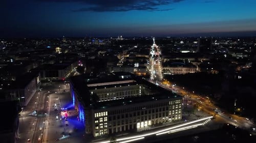 Aerial view of Berlin city centre (Berliner Mitte) at night