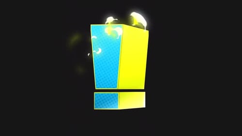 Animated 3D Exclamation Mark Icon with Halftone Design