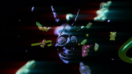 4K metal skull and candies
