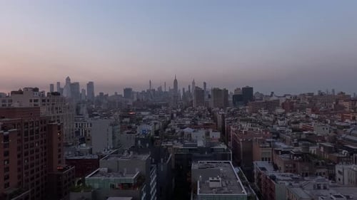 Time lapse shot of Manhattan skyline during the sunset, New York City, USA