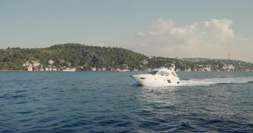 Yacht sailing on the Bosphorus, Istanbul, Turkey